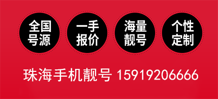 广东珠海手机靓号15919206666，尾号四连号