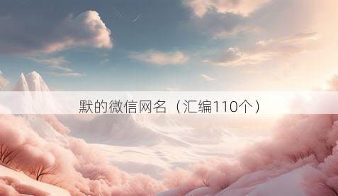 默的微信网名有哪些