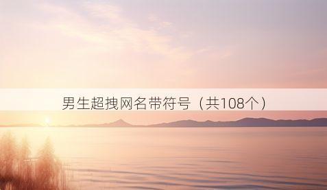 男生超拽网名带符号有哪些
