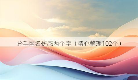 分手网名伤感两个字有哪些