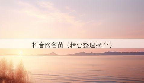 抖音网名苗有哪些