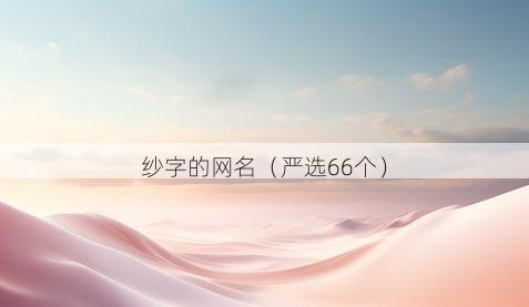 纱字的网名有哪些