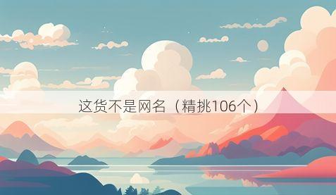 这货不是网名有哪些