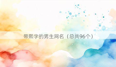 带熙字的男生网名有哪些
