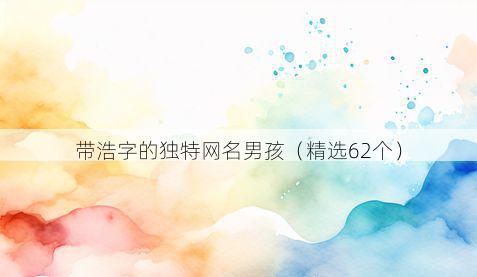 带浩字的独特网名男孩有哪些