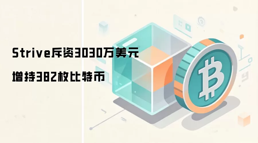 Strive斥资3030万美元增持382枚比特币