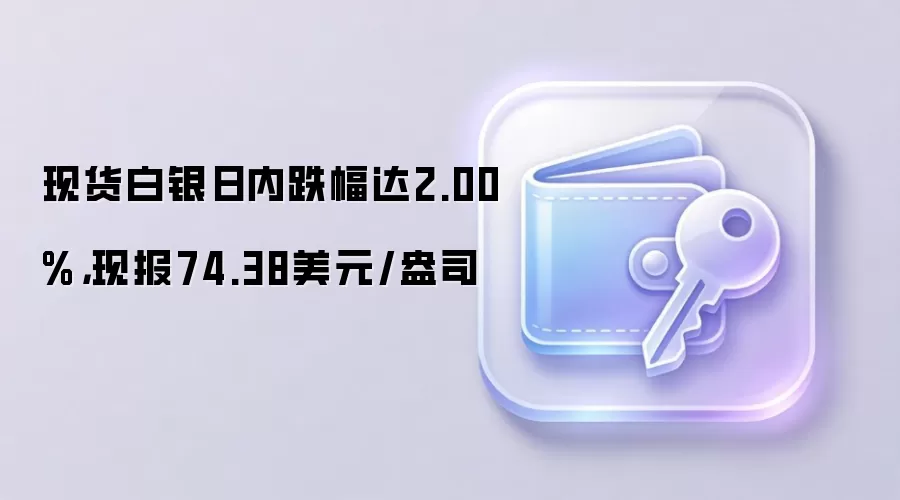 现货白银日内跌幅达2.00%，现报74.38美元/盎司