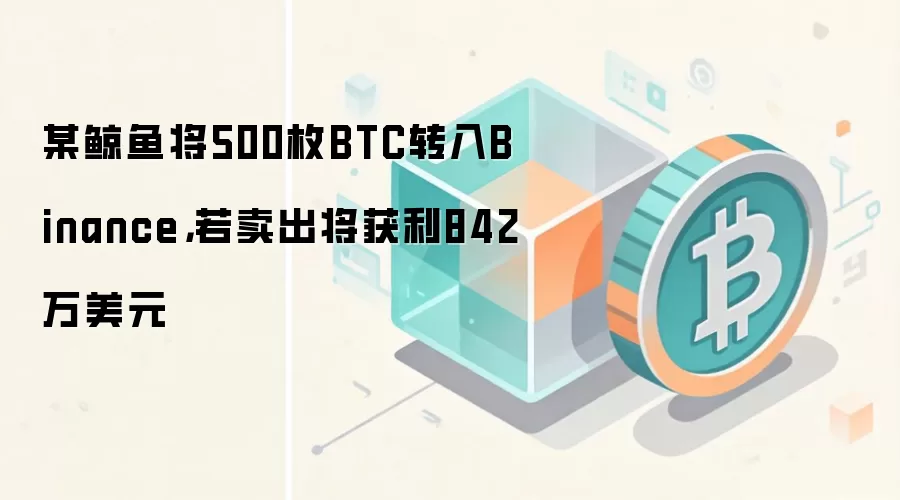 某鲸鱼将500枚BTC转入Binance，若卖出将获利842万美元