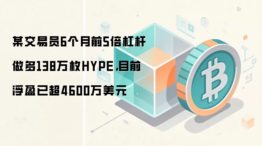 某交易员6个月前5倍杠杆做多138万枚HYPE，目前浮盈已超4600万美元