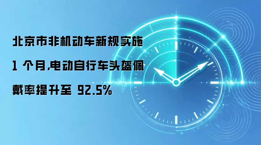 北京市非机动车新规实施 1 个月，电动自行车头盔佩戴率提升至 92.5%