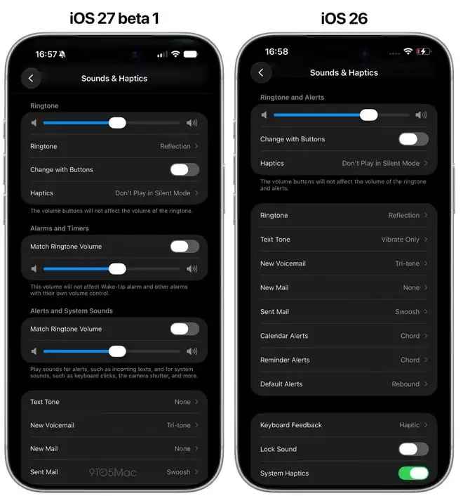 苹果细分iOS 27音量调节：灵活控制铃声、闹钟和系统提示音