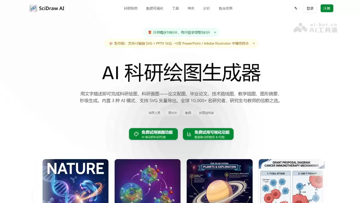 SciDraw AI – AI 科学绘图平台，文字描述生成科研配图