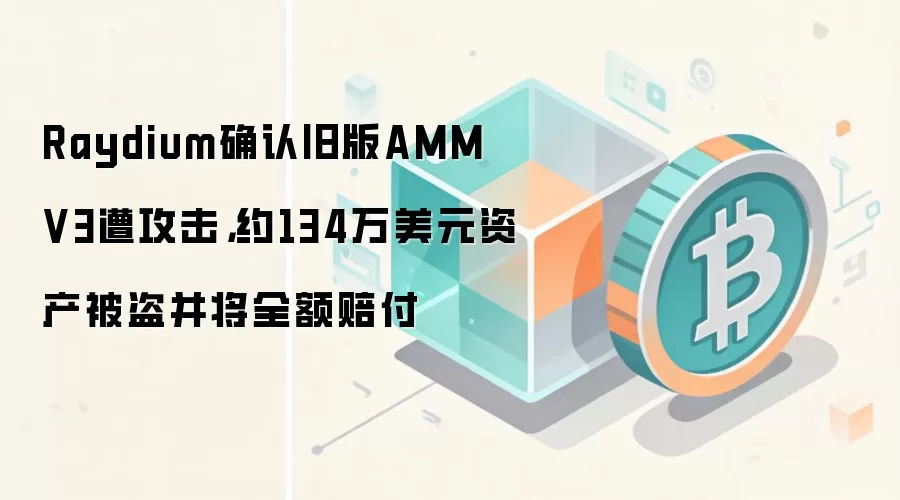 Raydium确认旧版AMM V3遭攻击，约134万美元资产被盗并将全额赔付
