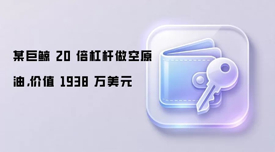 某巨鲸 20 倍杠杆做空原油，价值 1938 万美元