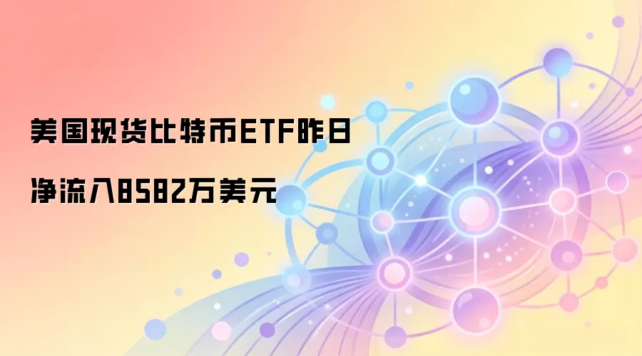 美国现货比特币ETF昨日净流入8582万美元