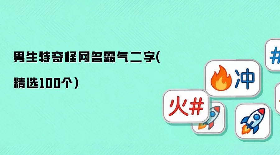 男生特奇怪网名霸气二字(精选100个)