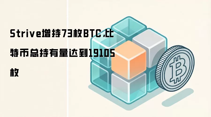 Strive增持73枚BTC，比特币总持有量达到19105枚