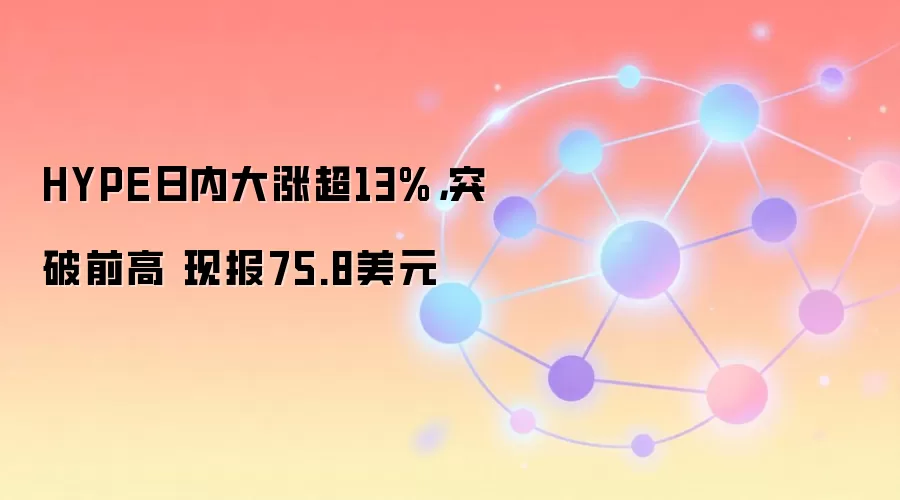 HYPE日内大涨超13%，突破前高 现报75.8美元