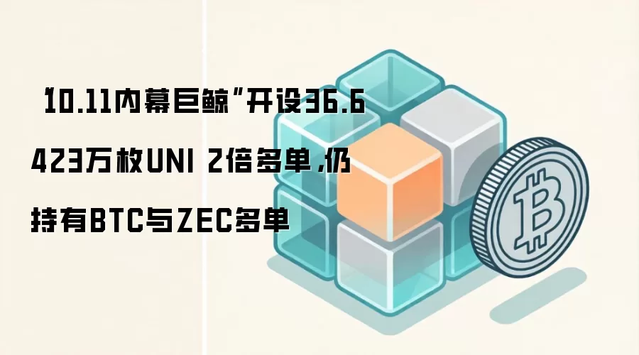 “10.11内幕巨鲸”开设36.6423万枚UNI 2倍多单，仍持有BTC与ZEC多单