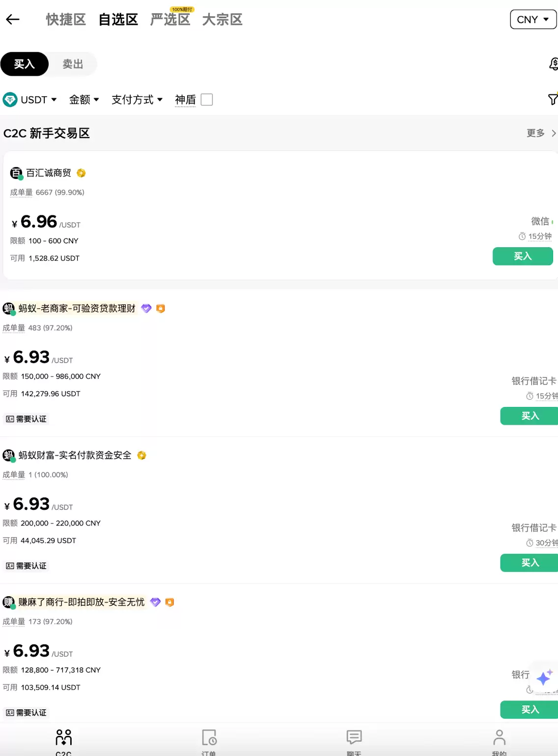步骤1：进入C2C交易页面