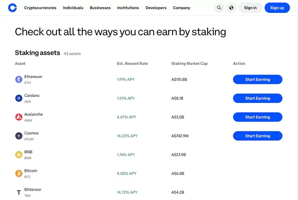 Coinbase产品界面