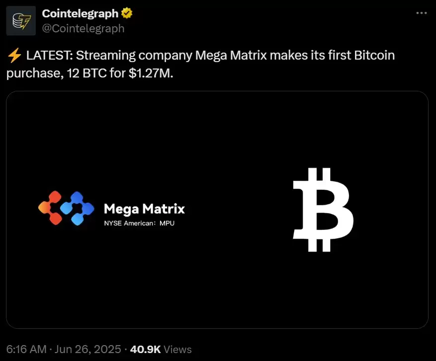 CoinMarketCap数据分析:Mega Matrix申请20亿美元架构建设Ethena稳定币治理财库