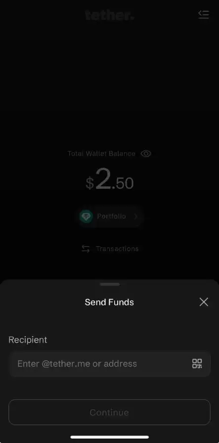 Step 1:点选 Send,输入收款人