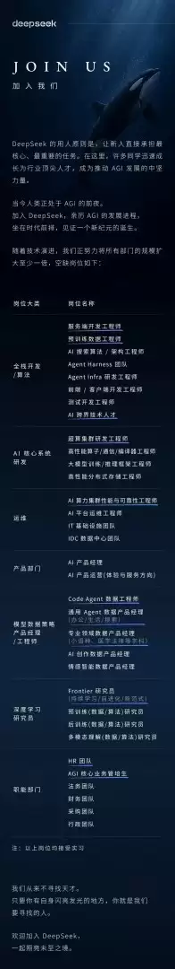 深度求索启动2026大规模人才招募，五大方向扩编翻倍