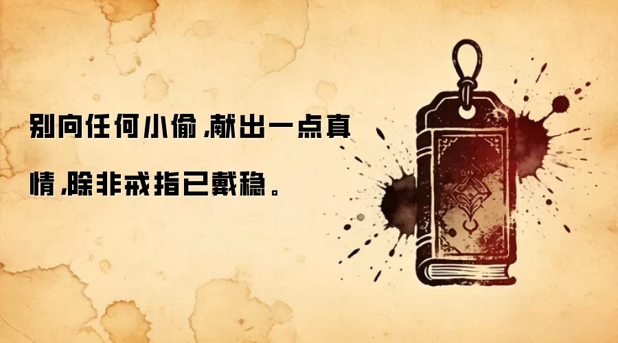别向任何小偷，献出一点真情，除非戒指已戴稳。