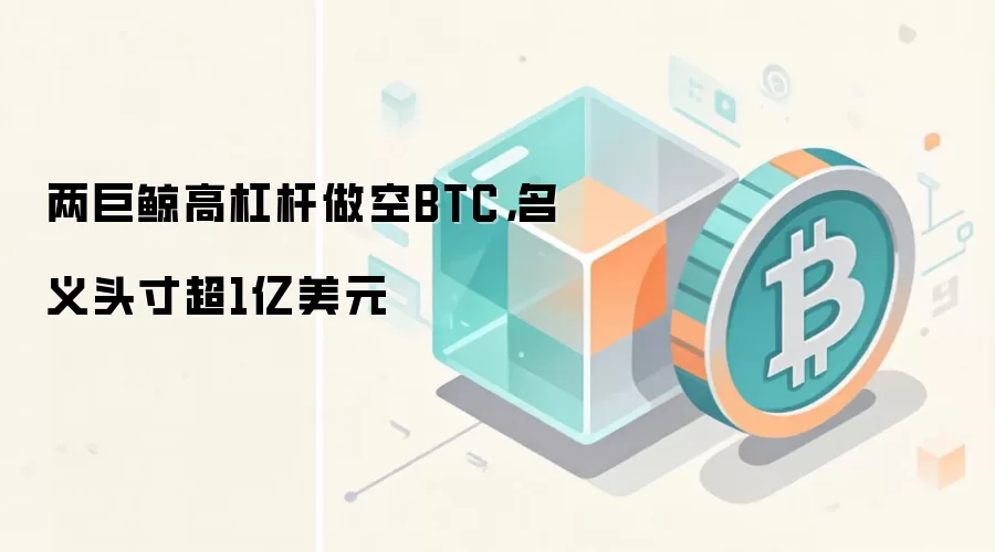 两巨鲸高杠杆做空BTC，名义头寸超1亿美元