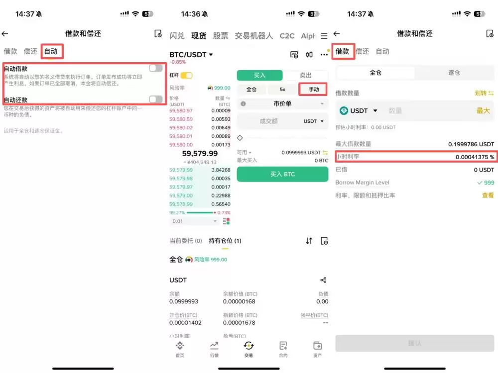 Step 4：币安杠杆借还款设定