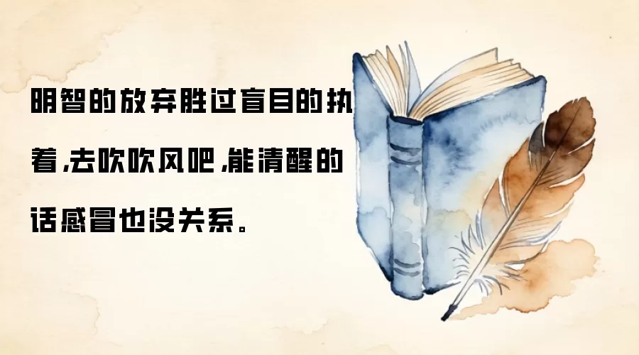 明智的放弃胜过盲目的执着，去吹吹风吧，能清醒的话感冒也没关系。