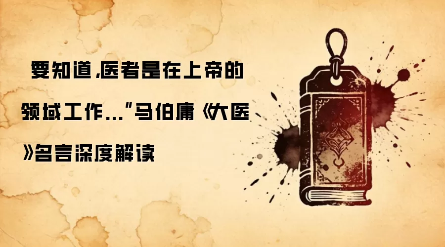 “要知道，医者是在上帝的领域工作...”马伯庸《大医》名言深度解读