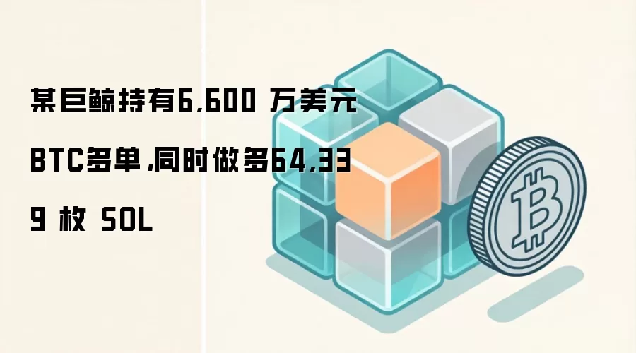某巨鲸持有6,600 万美元BTC多单，同时做多64,339 枚 SOL