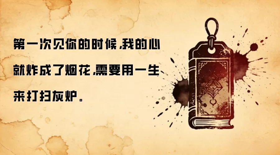 第一次见你的时候，我的心就炸成了烟花，需要用一生来打扫灰炉。
