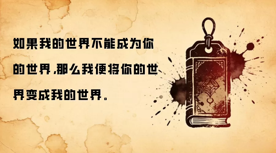 如果我的世界不能成为你的世界，那么我便将你的世界变成我的世界。