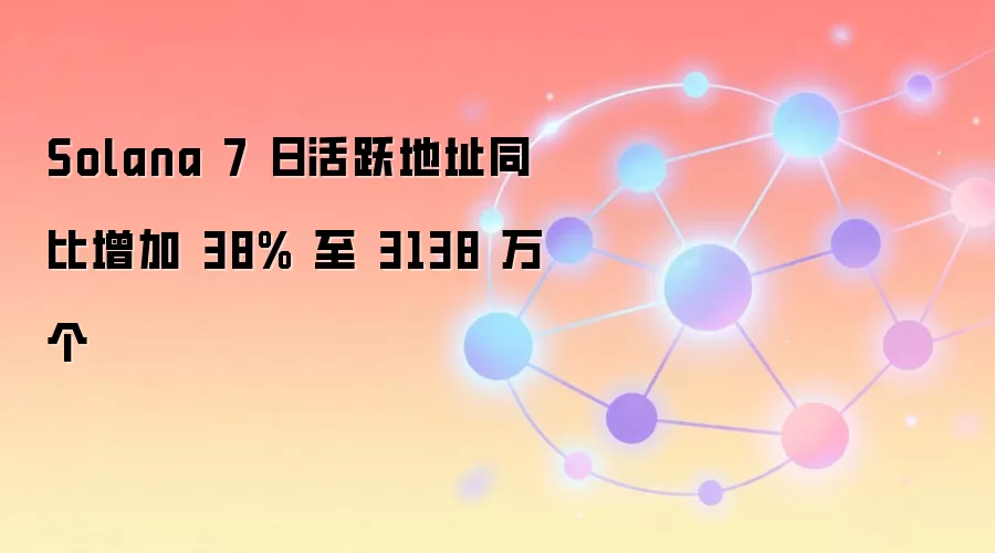 Solana 7 日活跃地址同比增加 38% 至 3138 万个