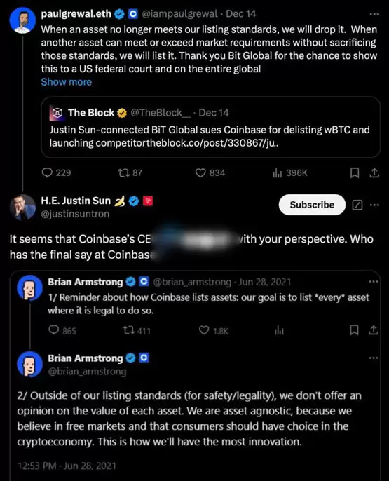 Coinbase下架WBTC遭BiTGlobal起诉！孙宇晨加入战场：双标