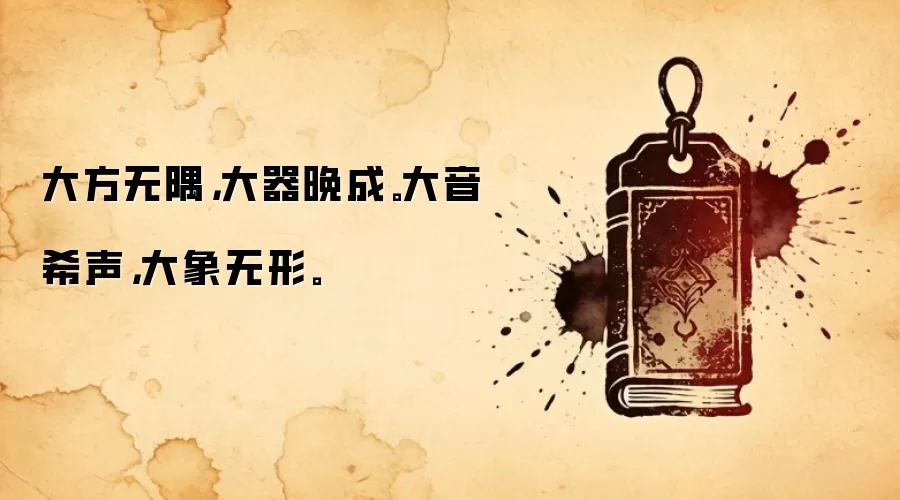 大方无隅，大器晚成。大音希声，大象无形。
