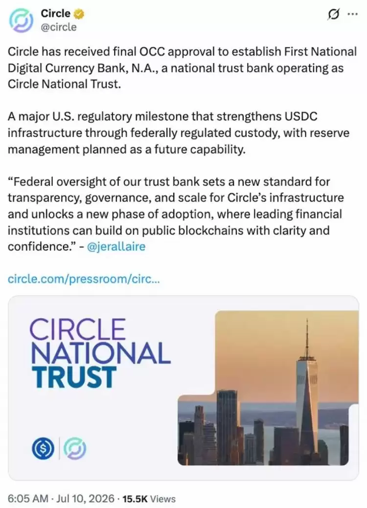 Circle银&行牌照正式获批