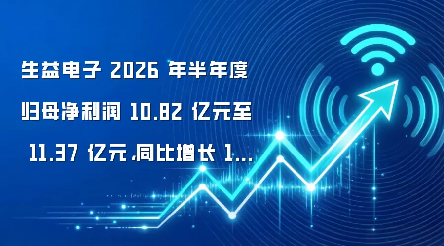 生益电子 2026 年半年度归母净利润 10.82 亿元至 11.37 亿元，同比增长 104%~114%