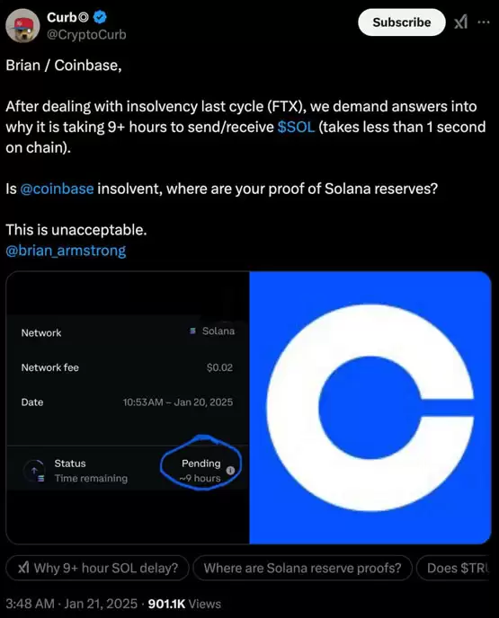 TRUMP热潮引发Solana网络交易量激增!Coinbase延迟问题浮现