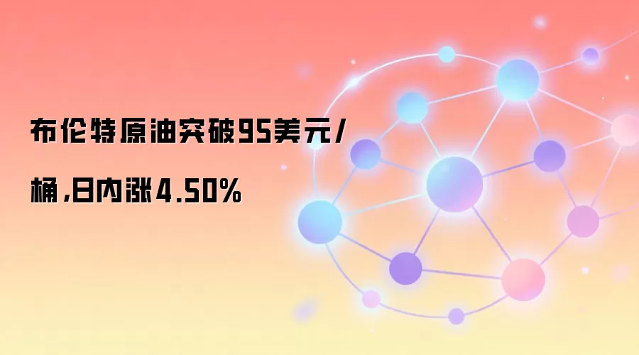 布伦特原油突破95美元/桶，日内涨4.50%