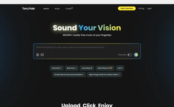TemPolor：AI驱动的免版税音乐搜索和生成平台