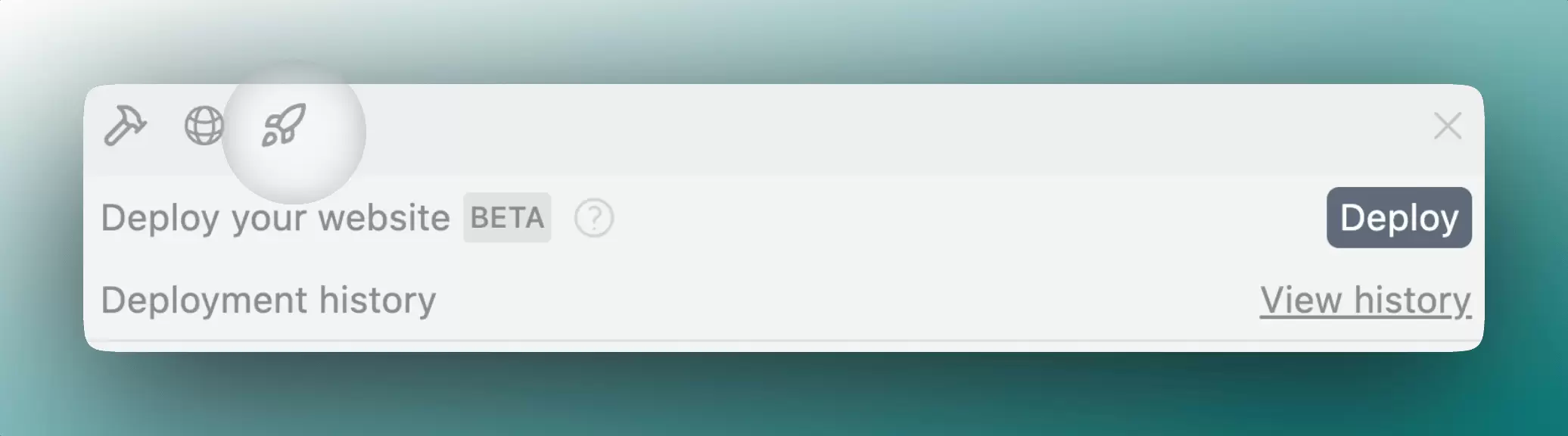 Windsurf App Deploys 浮层中的 Deploy 和 View history 入口