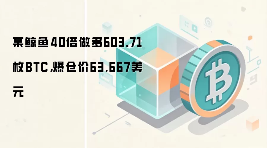 某鲸鱼40倍做多603.71枚BTC，爆仓价63,667美元