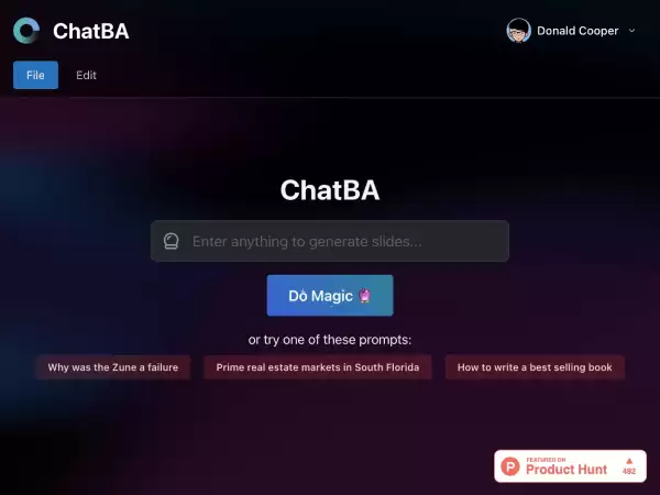 ChatBA：AI智能生成PPT幻灯片工具