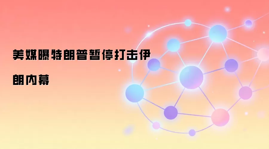 美媒曝特朗普暂停打击伊朗内幕