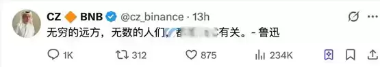 赵长鹏:无数的人们都和BSC有关!币圈鲁迅语录爆红 Meme币LUXUN暴涨