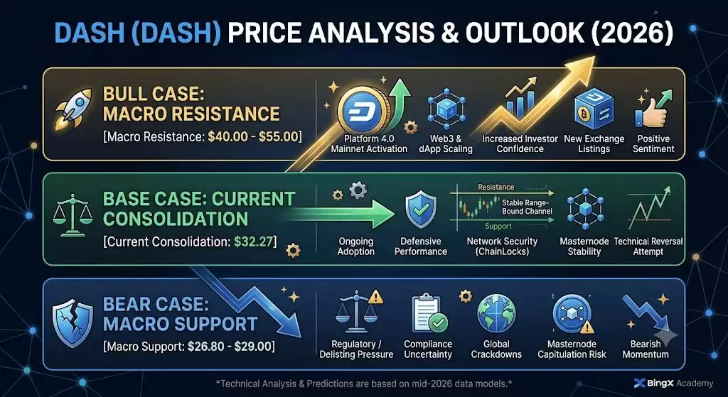 2026年达世币（DASH）币价格预测:主网4.0与隐私监管如何影响DASH？